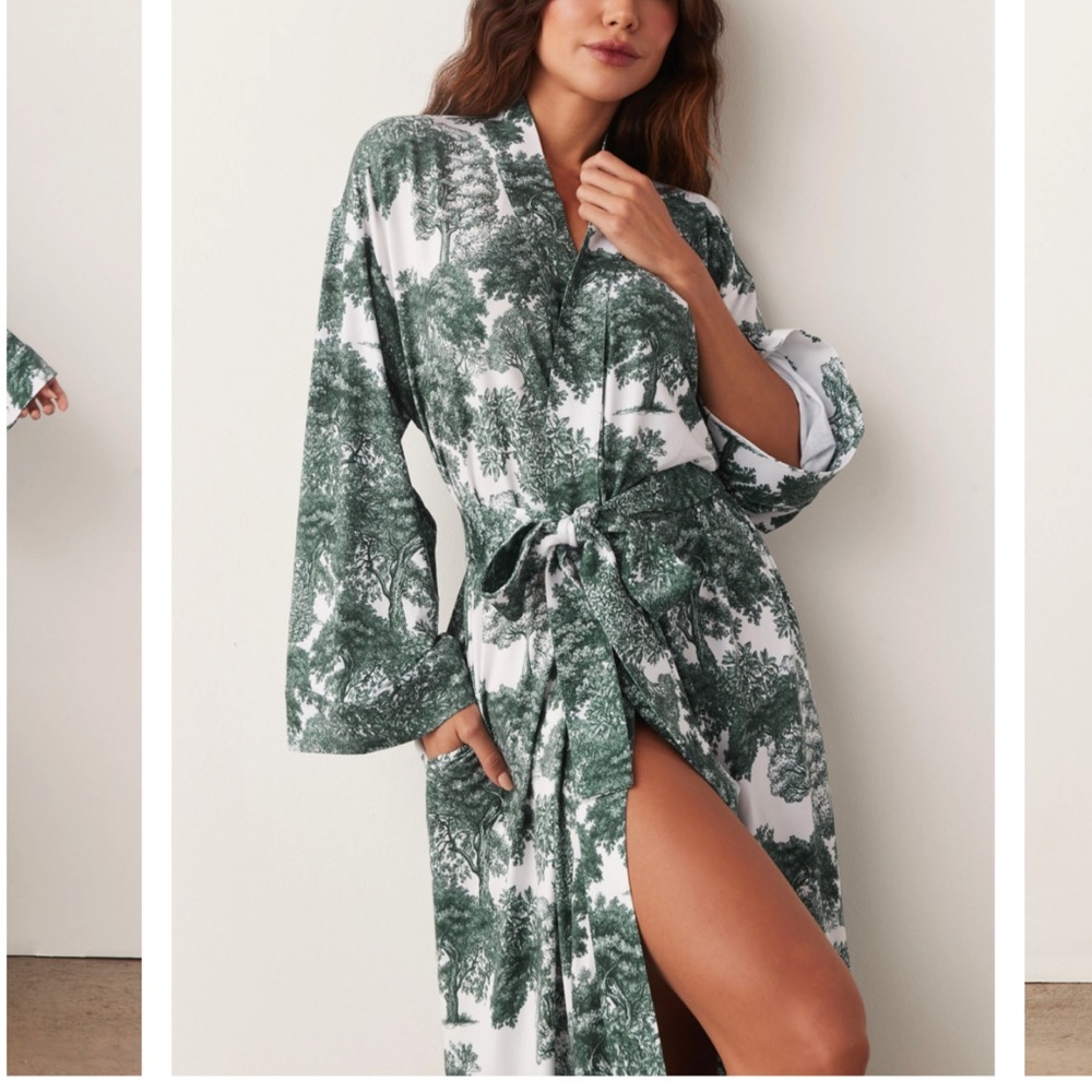 Mason Grey Kimono Robe Forest Toile